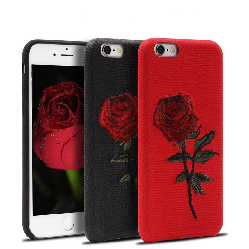 Embroidered Red Rose iPhone Case - Zodeys