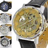 Men's Leather Mechanical Skeleton Watch - Zodeys