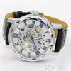 Men's Leather Mechanical Skeleton Watch - Zodeys