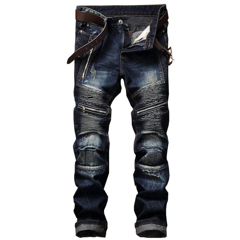 Men's Pleated Slim Fit Biker Jeans - Zodeys