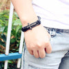 Cross Charm Leather Bracelet - Zodeys