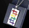 Rainbow Cross LGBT Pride Dog Tag Pendant Necklace - Zodeys