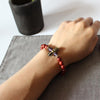 Hand-Carved Copper Vajra & Bell Natural Red Sandalwood Bracelet - Zodeys