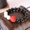 Black Obsidian Mother Of Pearl Red Cinnabar Carved Elephant Bracelet - Zodeys