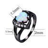 White Fire Opal Black Gold Heart Ring - Zodeys