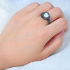 White Fire Opal Black Gold Heart Ring - Zodeys