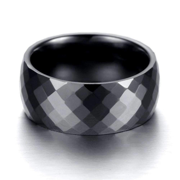 Diamond Faceted Black Tungsten Carbide Band - Zodeys