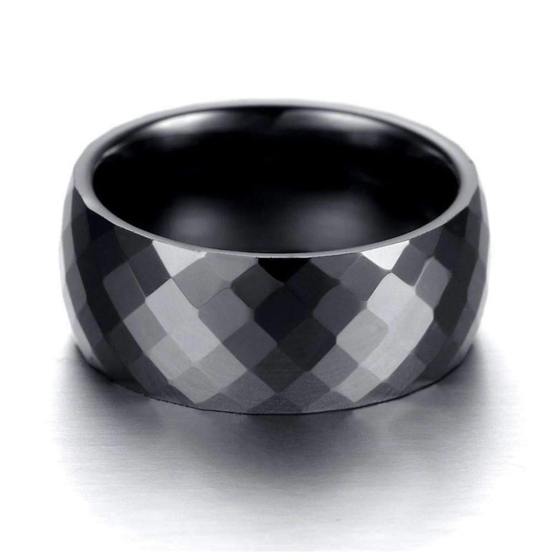 Diamond Faceted Black Tungsten Carbide Band - Zodeys