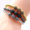 18K Gold Plated Beads 3 Diamond Ball Unisex Bracelet - Zodeys