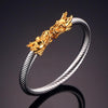 Golden Siamese Dragons Twisted Chain Bangle - Zodeys