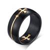 Milky Gold Separable Cross Matte Black Ring