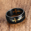Milky Gold Separable Cross Matte Black Ring