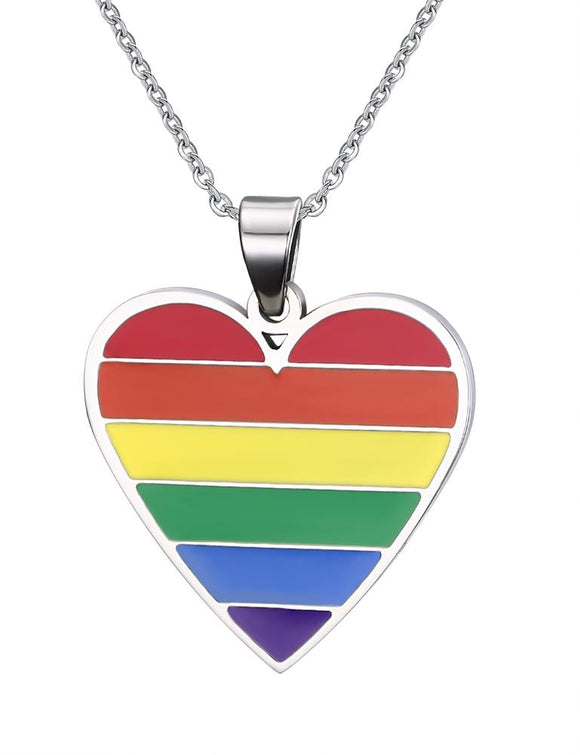 Rainbow Heart Pendant Necklace