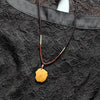 Natural Weathered Tagua Nut Lotus Leaf Pendant Necklace