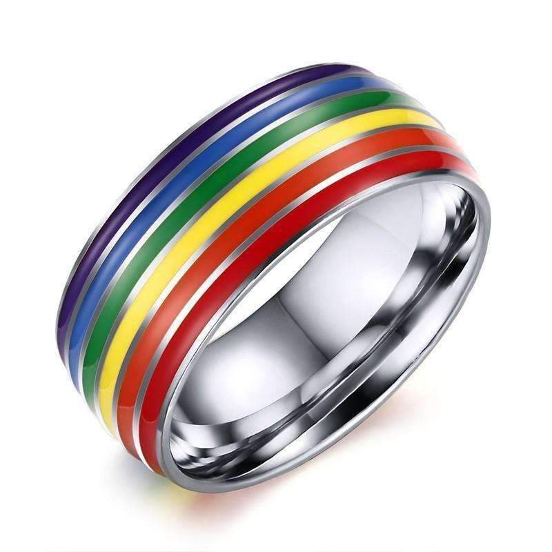 Polished Limited Edition LGBT Rainbow Steel Ring - Zodeys