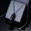 Matte Black Rainbow Rhinestone Pendant Necklace - Zodeys