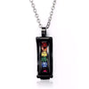Matte Black Rainbow Rhinestone Pendant Necklace - Zodeys