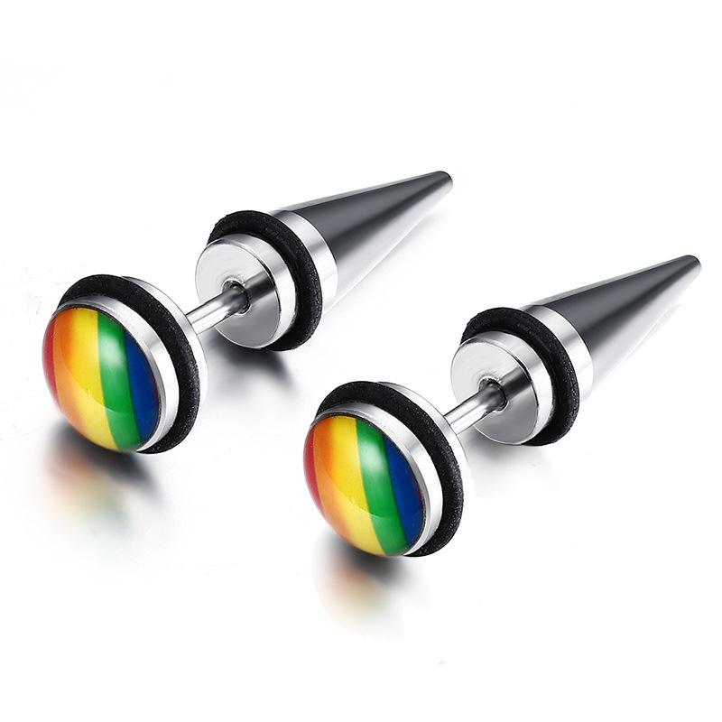 LGBT Rainbow Studded Spike Earrings - Zodeys