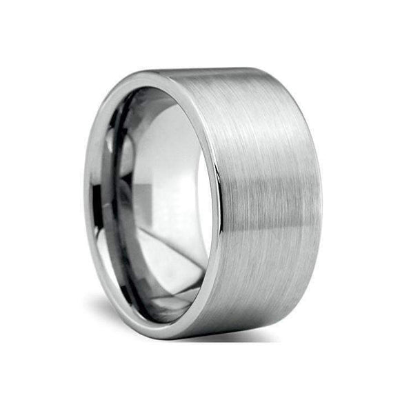 Brushed Silver Tungsten Carbide Wide Band - Zodeys