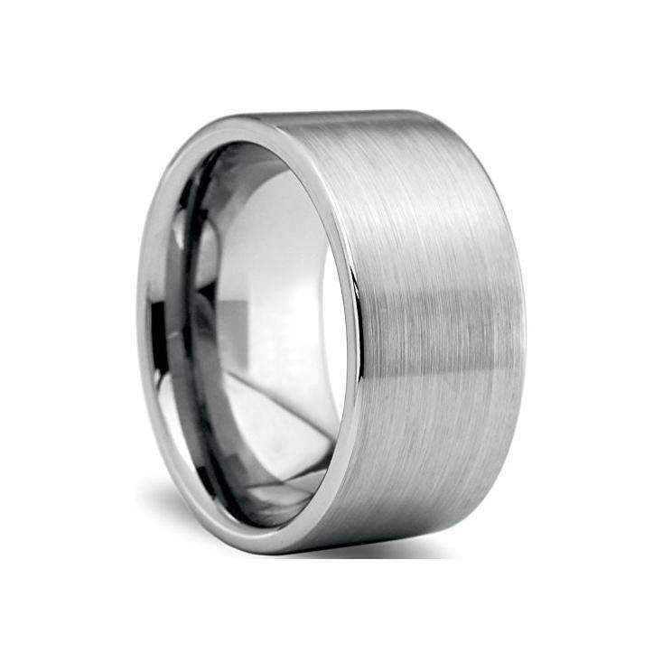 Brushed Silver Tungsten Carbide Wide Band - Zodeys
