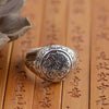 Buddhist Lotus Mantra Solid Silver Ring - Zodeys