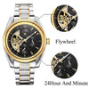 Luxury Gold Mechanical Skeleton Onyx Watch - Zodeys