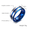Thin Blue Groove Matte Finished Tungsten Carbide Wedding Band - Zodeys
