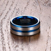 Thin Blue Groove Matte Finished Tungsten Carbide Wedding Band - Zodeys