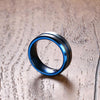 Thin Blue Groove Matte Finished Tungsten Carbide Wedding Band - Zodeys