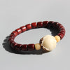 Red Sandalwood & Bodhi Seed Carved Rose Bracelet