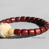 Red Sandalwood & Bodhi Seed Carved Rose Bracelet