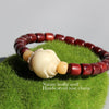 Red Sandalwood & Bodhi Seed Carved Rose Bracelet
