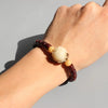 Red Sandalwood & Bodhi Seed Carved Rose Bracelet