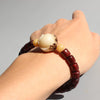 Red Sandalwood & Bodhi Seed Carved Rose Bracelet