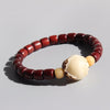 Red Sandalwood & Bodhi Seed Carved Rose Bracelet