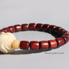 Red Sandalwood & Bodhi Seed Carved Rose Bracelet