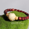 Red Sandalwood & Bodhi Seed Carved Rose Bracelet