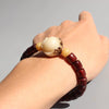 Red Sandalwood & Bodhi Seed Carved Rose Bracelet