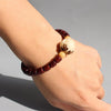 Red Sandalwood & Bodhi Seed Carved Rose Bracelet