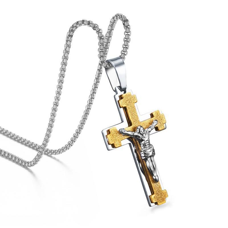 Polished Matte Finish 24" Jesus Cross Necklace - Zodeys