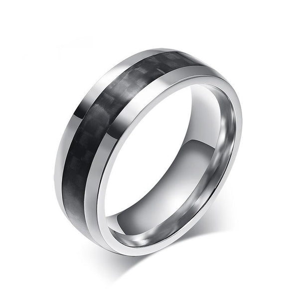HitLix Midnight Black Carbon Fiber Stainless Steel Ring - Zodeys