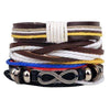 Cotton and Leather Woven Stackable Bracelet Set - Zodeys
