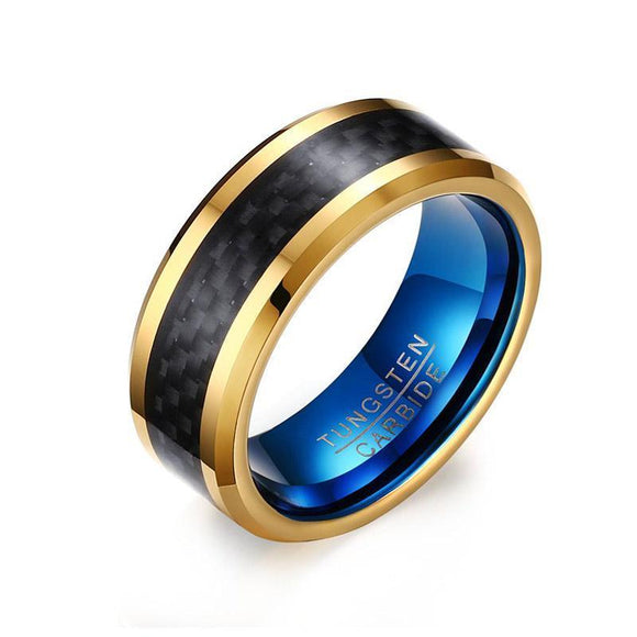 Atlantic Gold Tungsten Carbide & Black Carbon Fiber Ring - Zodeys