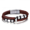 Double Braided Genuine Leather Stainless Steel Bracelet - Zodeys