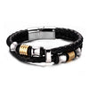 Double Braided Genuine Leather Stainless Steel Bracelet - Zodeys