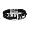 Double Braided Genuine Leather Stainless Steel Bracelet - Zodeys