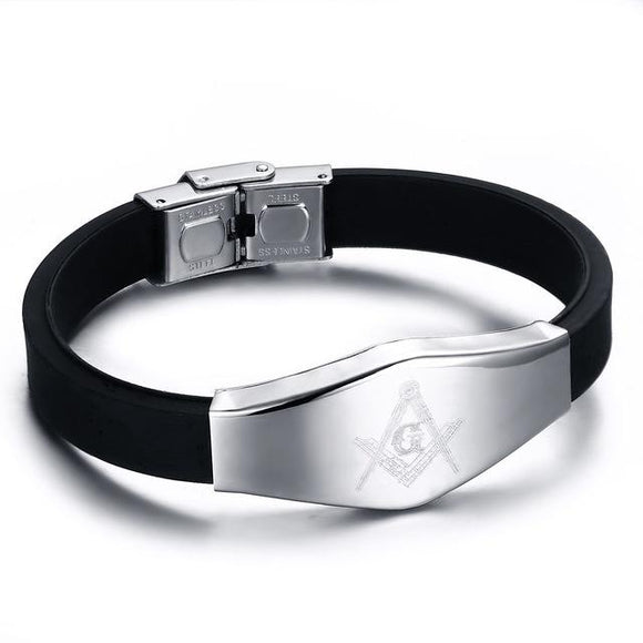 Masonic Silicone & Stainless Steel Bracelet - Zodeys