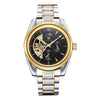 Luxury Gold Mechanical Skeleton Onyx Watch - Zodeys