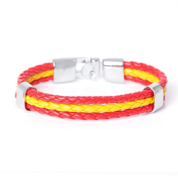 Unisex Spain Flag Leather Bracelet - Zodeys