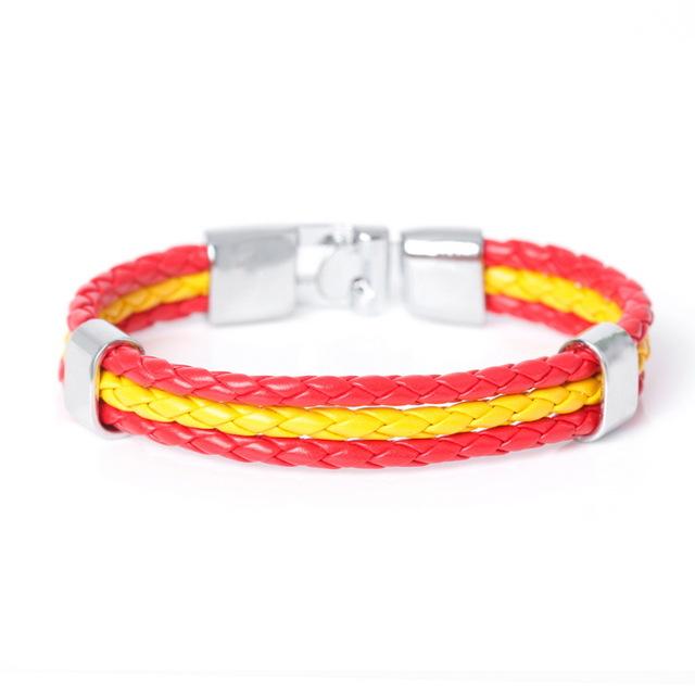 Unisex Spain Flag Leather Bracelet - Zodeys